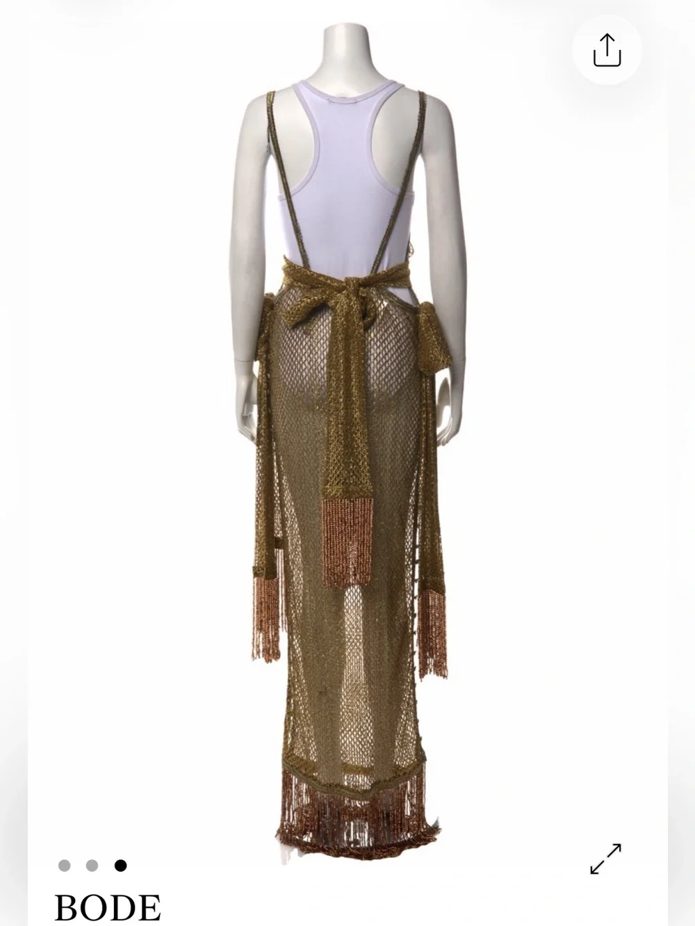 $4000 Bode Sheer Gold Lame Dress